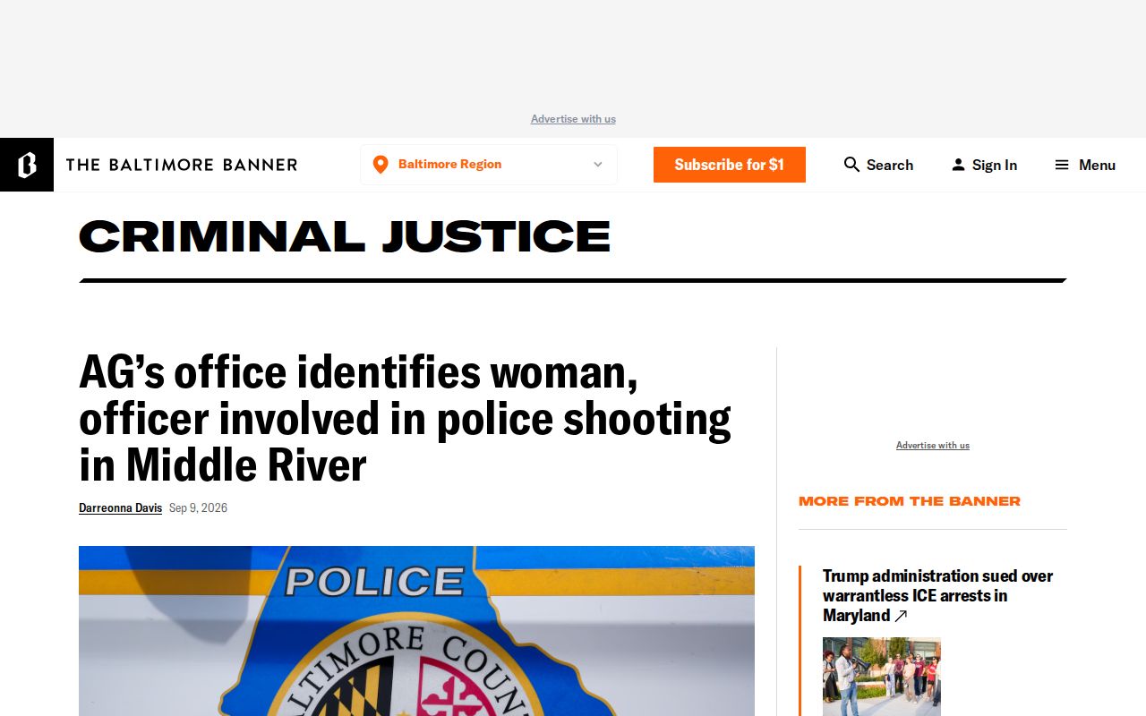 Baltimore Banner criminal justice topic page with local reporting
